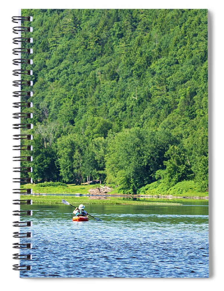 Water Spiral Notebook featuring the photograph Kayak on the River by Amelia Pearn