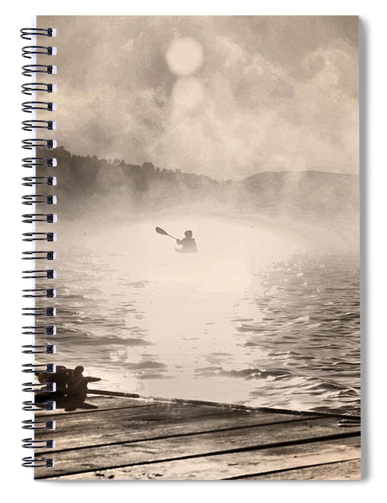 Kayak Spiral Notebook featuring the photograph Kayaker in the Mist by Russel Considine