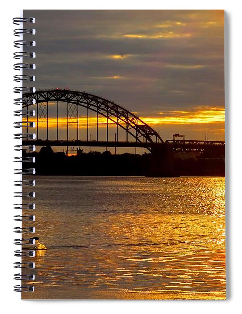 Kayak Spiral Notebook featuring the photograph Kayaking on the Delaware River at Sunset by Linda Stern