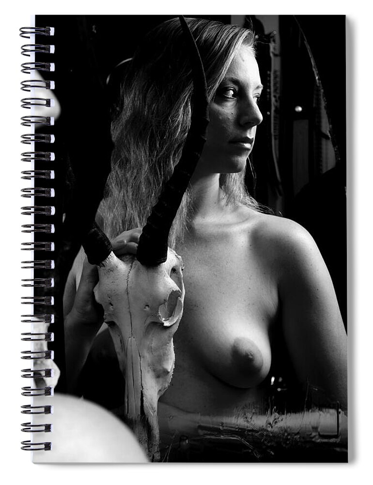 Nude Female Skull Spiral Notebook featuring the photograph Kbbt0704 by Henry Butz