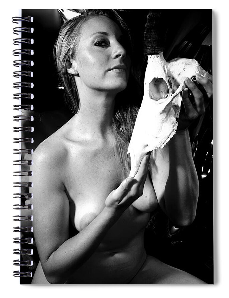 Nude Female Skull Spiral Notebook featuring the photograph Kbbt0716 by Henry Butz