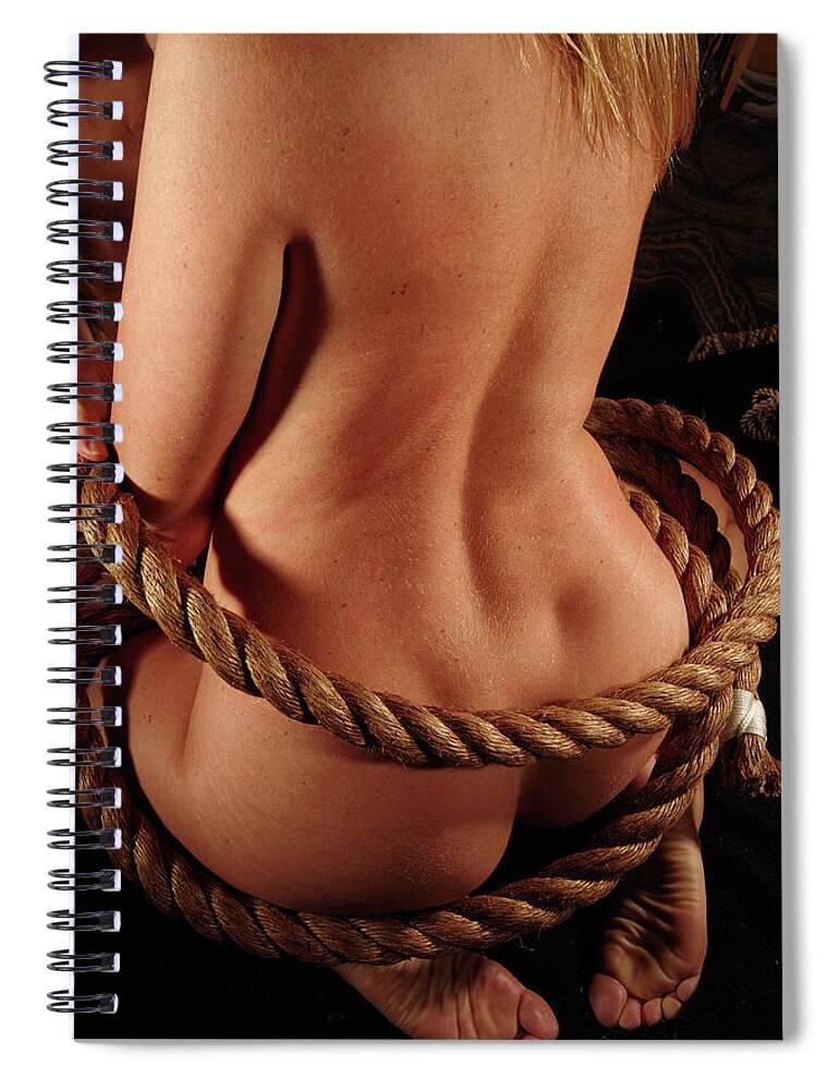 Nude Female Rope Spiral Notebook featuring the photograph Kebu0930 by Henry Butz