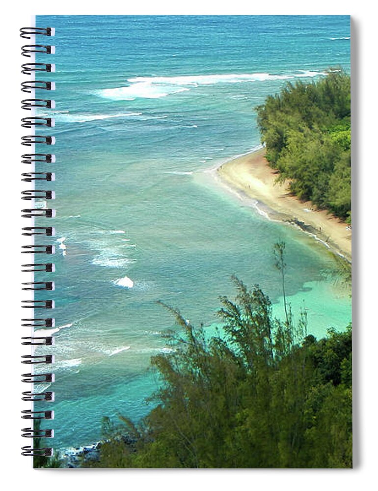 Beach Spiral Notebook featuring the pyrography Ke'e by Tony Spencer