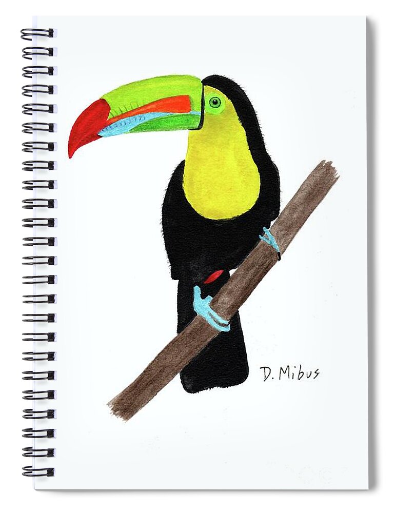Keel-billed Toucan Spiral Notebook featuring the painting Keel-Billed Toucan Day 3 Challenge by Donna Mibus