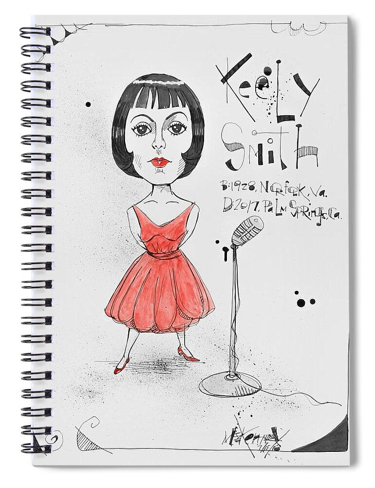  Spiral Notebook featuring the drawing Keely Smith by Phil Mckenney