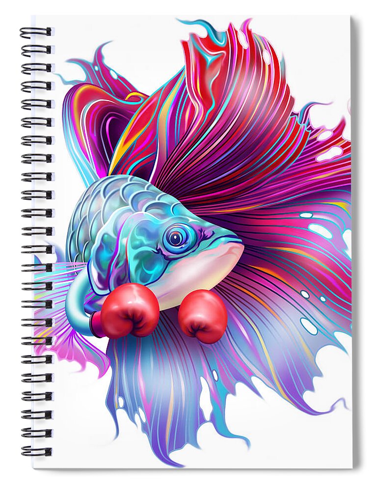 Siamese Fighthing Fish Spiral Notebook featuring the digital art Keep Fighthing by Adam Lawless