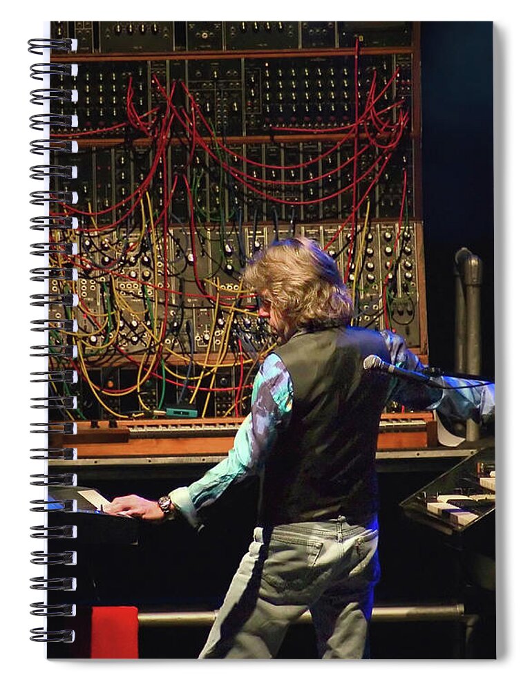 Music Legend Spiral Notebook featuring the photograph Keith Emerson and the Moog Synth by Micah Offman