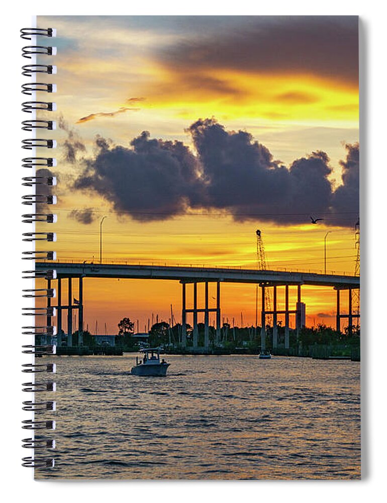 Bardwalk Spiral Notebook featuring the photograph Kemah Sunset by Tim Stanley