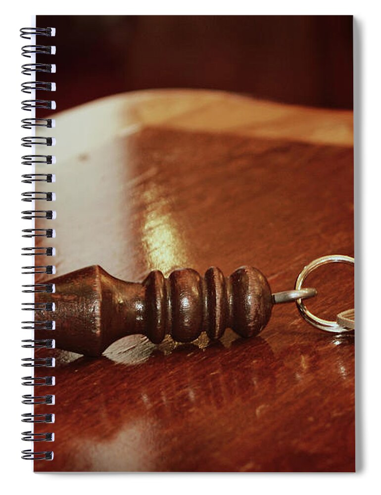 Key; Key Chain; Key Ring; Table; Wood; Metal; Castle; Horizontal; Warm; Reflection; Spiral Notebook featuring the photograph Key to the Castle by Tina Uihlein