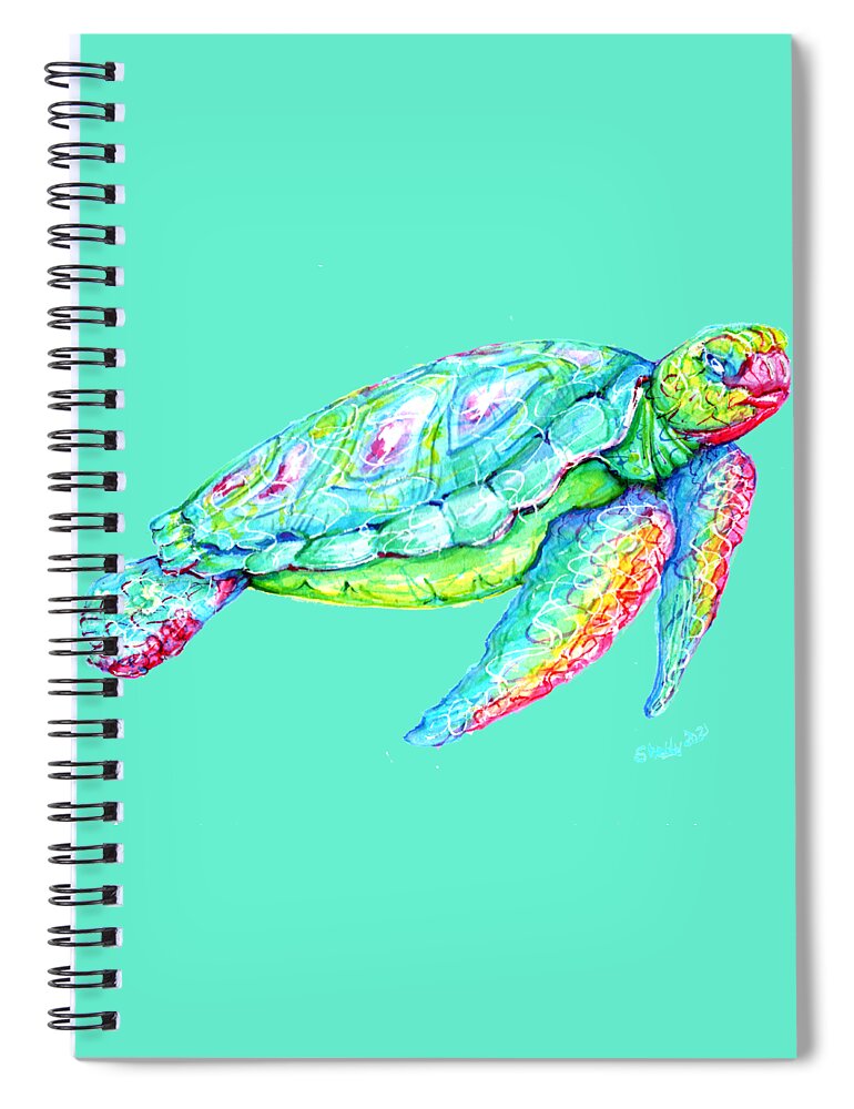 Turtle Spiral Notebook featuring the painting Key West Turtle 2 Study by Shelly Tschupp
