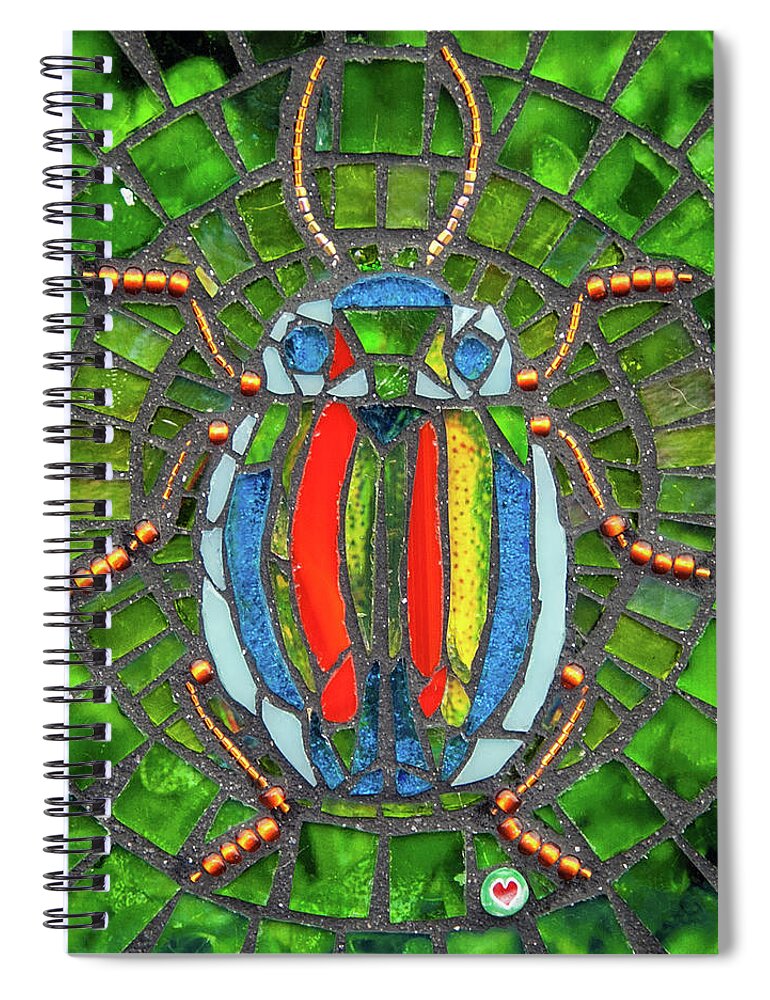 Beetle Spiral Notebook featuring the glass art Khepri by Cherie Bosela