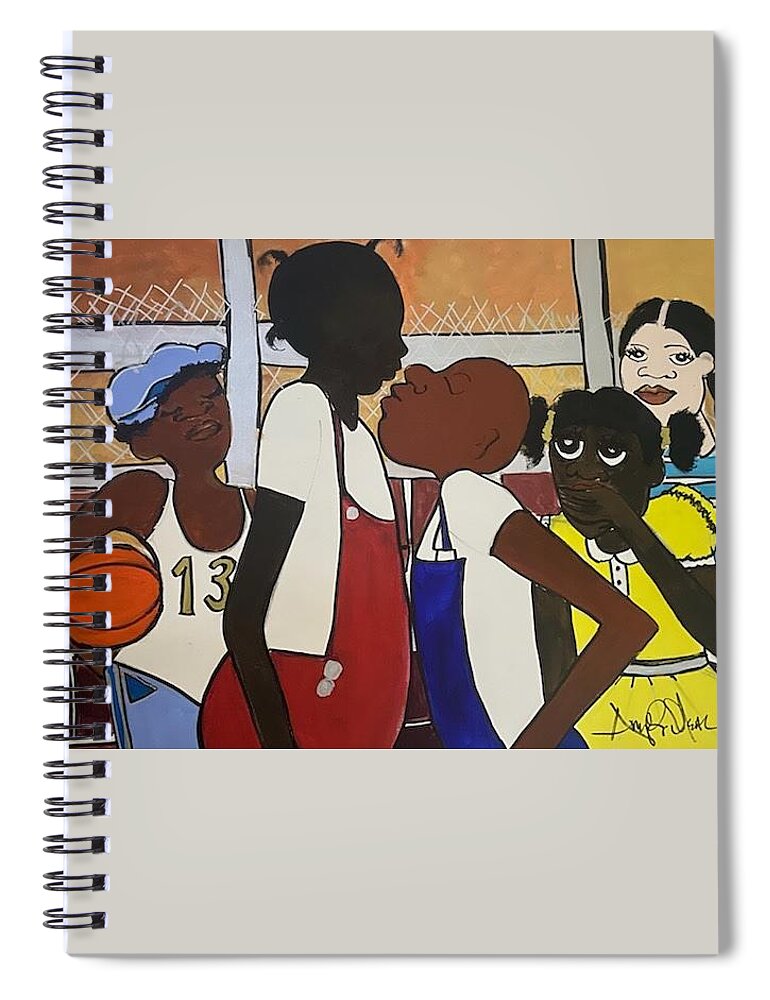  Spiral Notebook featuring the mixed media Kids by Angie ONeal