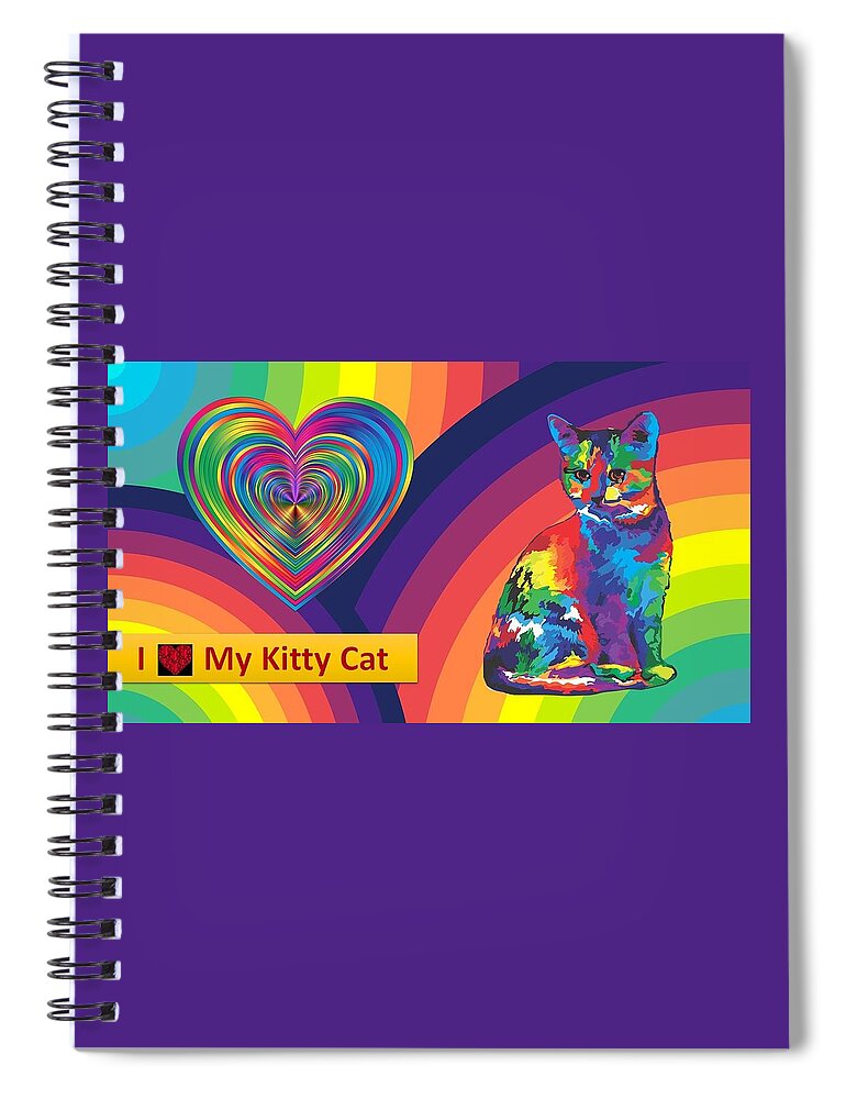 Cats Spiral Notebook featuring the mixed media Kids Love Kitties by Nancy Ayanna Wyatt
