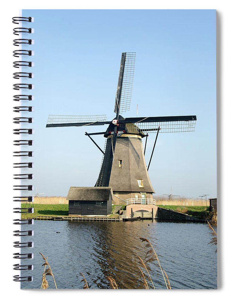 Windmill Spiral Notebook featuring the photograph Kinderdijk Windmill by Jan Luit