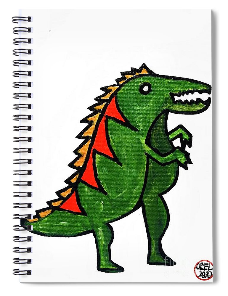  Spiral Notebook featuring the painting King Dinosaur by Oriel Ceballos