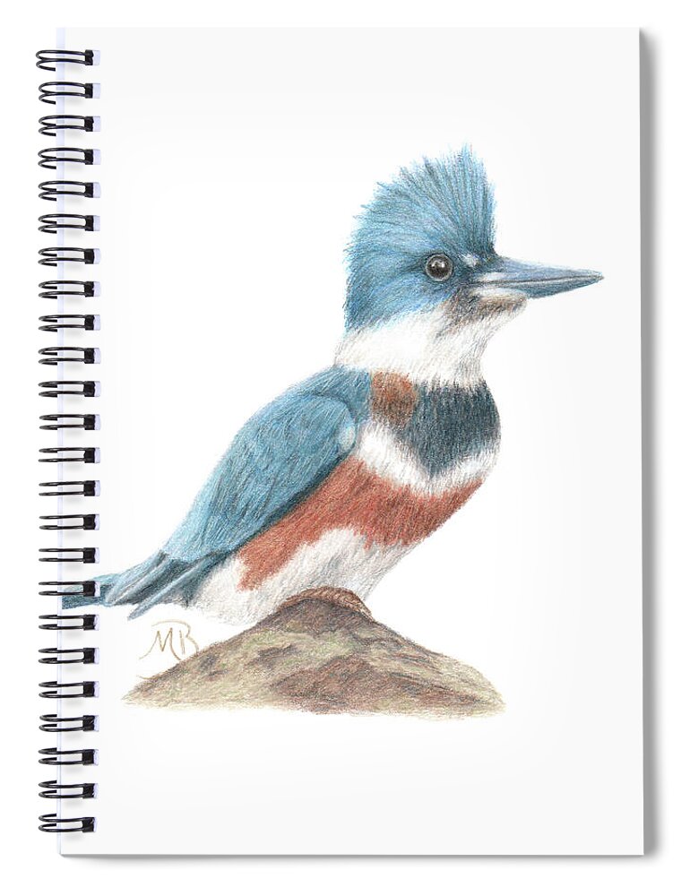Bird Art Spiral Notebook featuring the painting Kingfisher by Monica Burnette