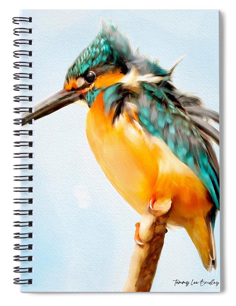 Bird Spiral Notebook featuring the painting Kingfisher by Tammy Lee Bradley
