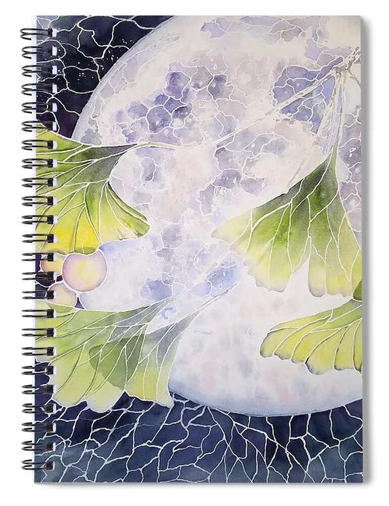 Moon Spiral Notebook featuring the painting Kintsugi Moon by Amanda Amend