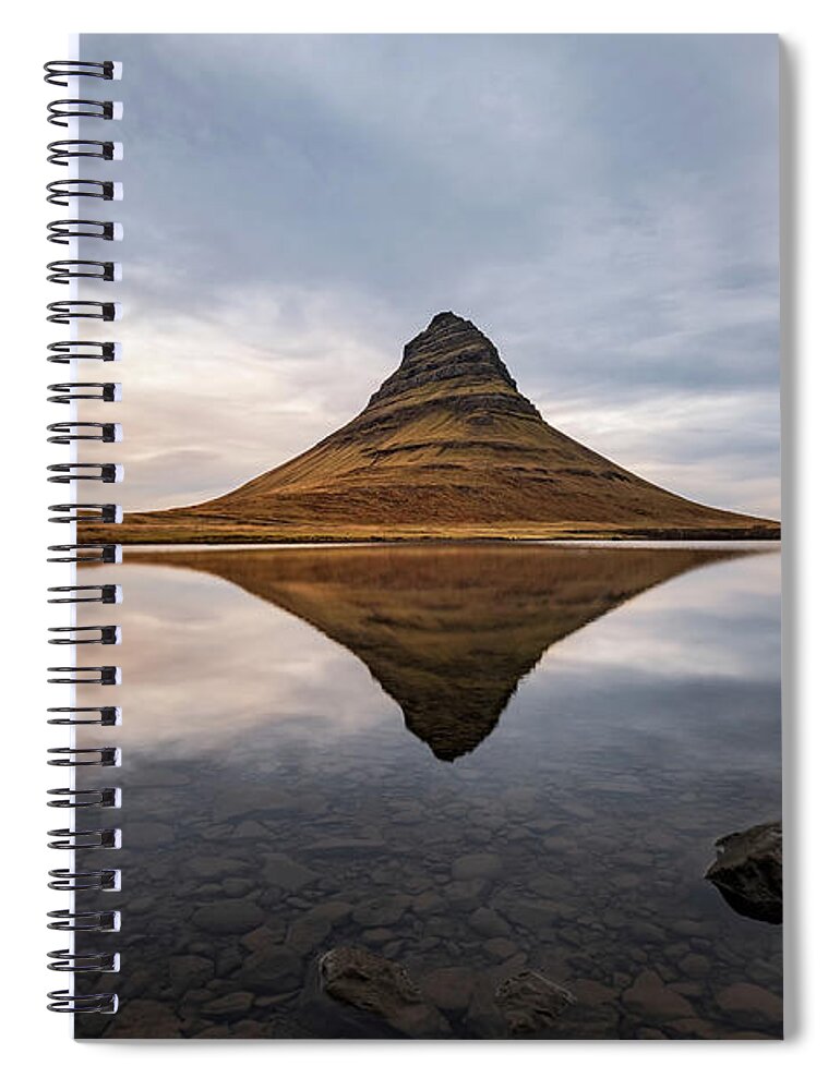 Kirkjufell Spiral Notebook featuring the photograph Kirkjufell Mirror by Alexios Ntounas