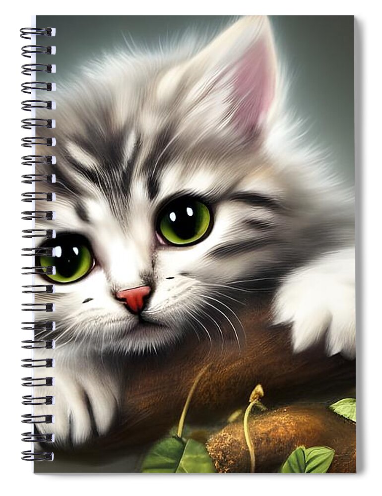 Digital Spiral Notebook featuring the digital art Kitty 1 by Beverly Read