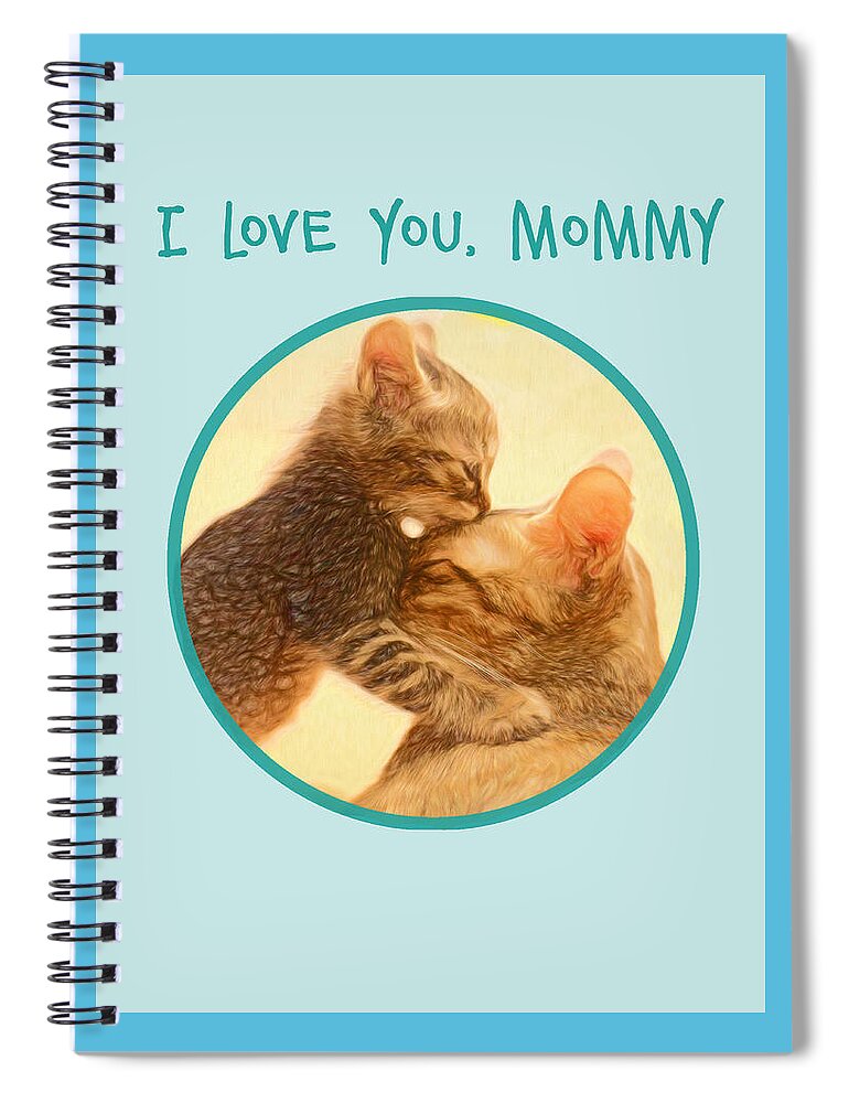 Cat Spiral Notebook featuring the mixed media Kitty Love by Moira Law