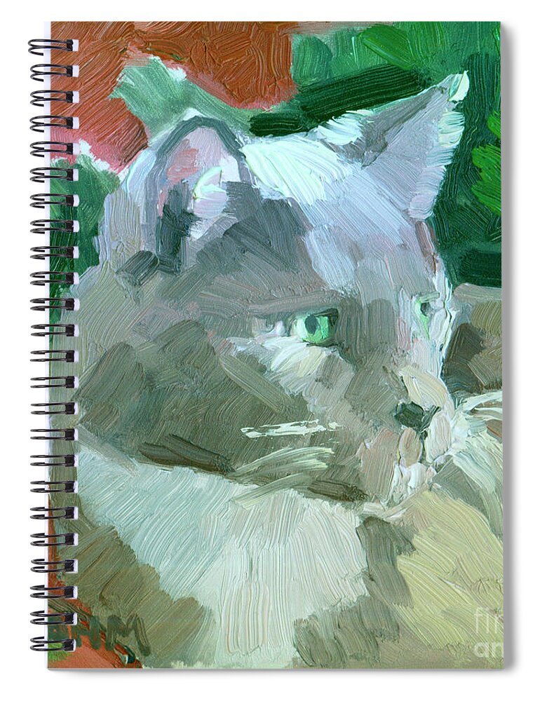 Tuxedo Cat Spiral Notebook featuring the painting Kitty by Paul Strahm