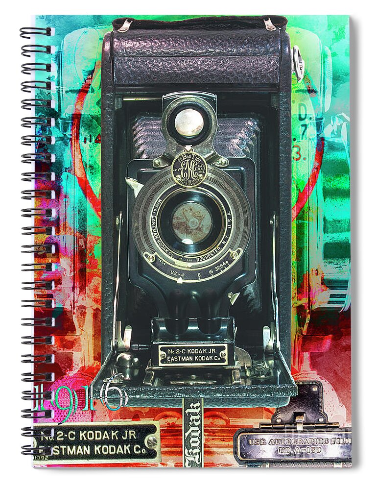 Kodak Spiral Notebook featuring the digital art Kodak No. 2-c Junior Autographic by Anthony Ellis