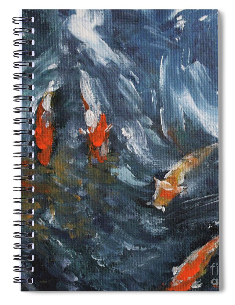 Koi Spiral Notebook featuring the painting Koi Fish by Jane See