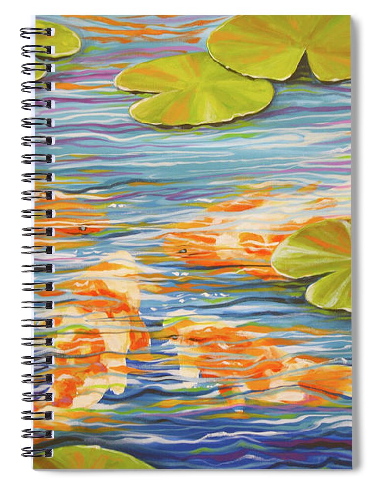 Koi Pond Spiral Notebook featuring the painting Koi Pond by Amy Giacomelli