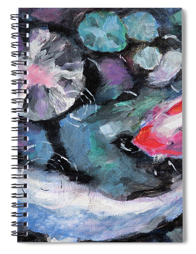 Koi Pond Spiral Notebook featuring the painting Koi Pond by Mike Bergen