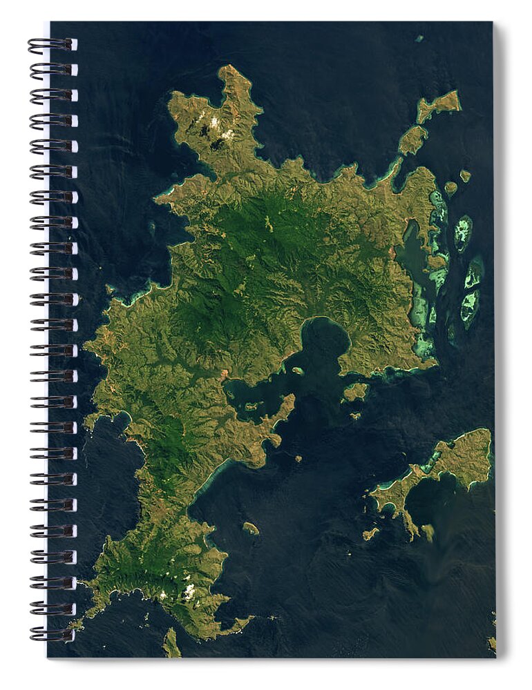 Satellite Image Spiral Notebook featuring the digital art Komodo island by Christian Pauschert