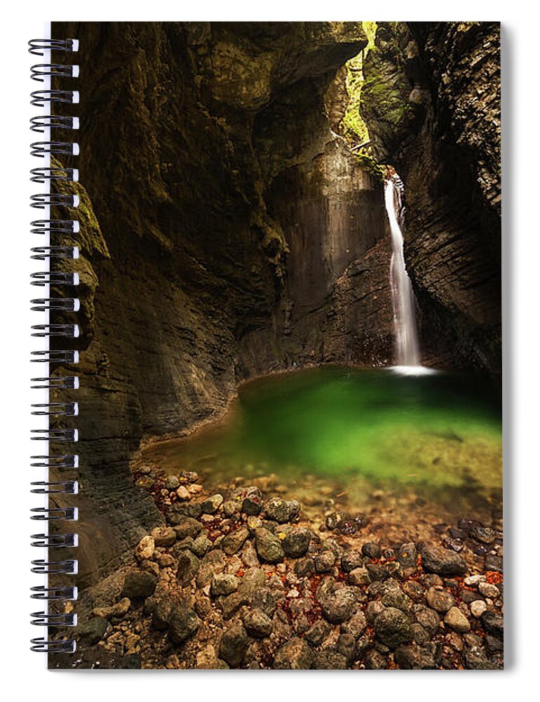 Waterfall Spiral Notebook featuring the photograph Kozjak falls by Piotr Skrzypiec