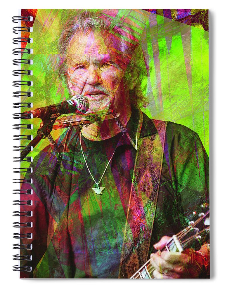 Kris Kristofferson Spiral Notebook featuring the digital art Kris Kristofferson by Rob Hemphill