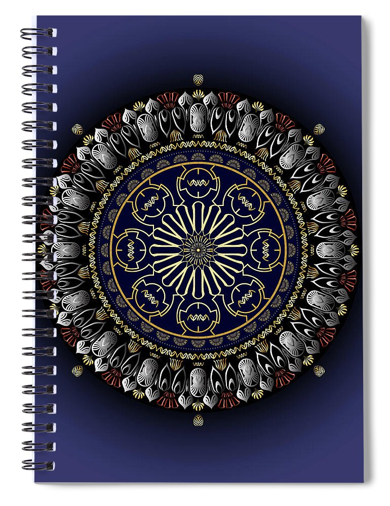 Mandala Spiral Notebook featuring the digital art Kuklos No 4360 by Alan Bennington
