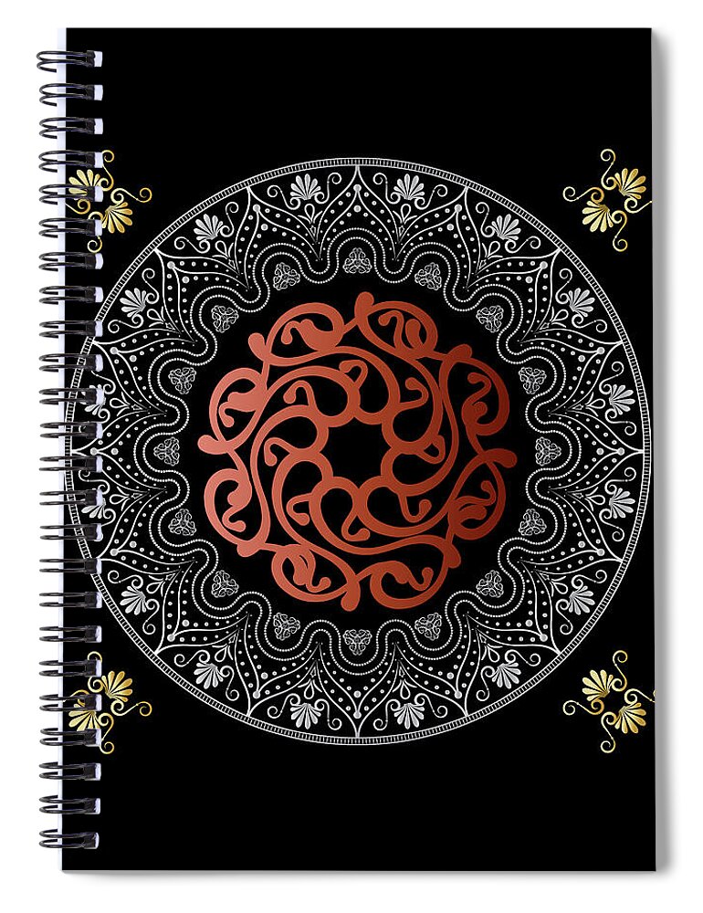 Mandala Spiral Notebook featuring the digital art Kuklos No 4388 by Alan Bennington