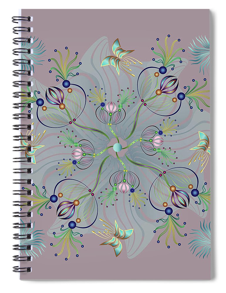 Mandala Spiral Notebook featuring the digital art Kuklos No 4402 by Alan Bennington