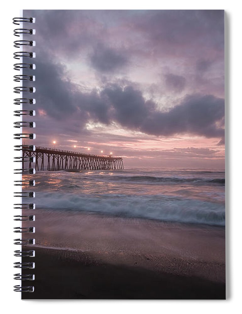 Beach Spiral Notebook featuring the photograph Kure Beach Pier by John Kirkland