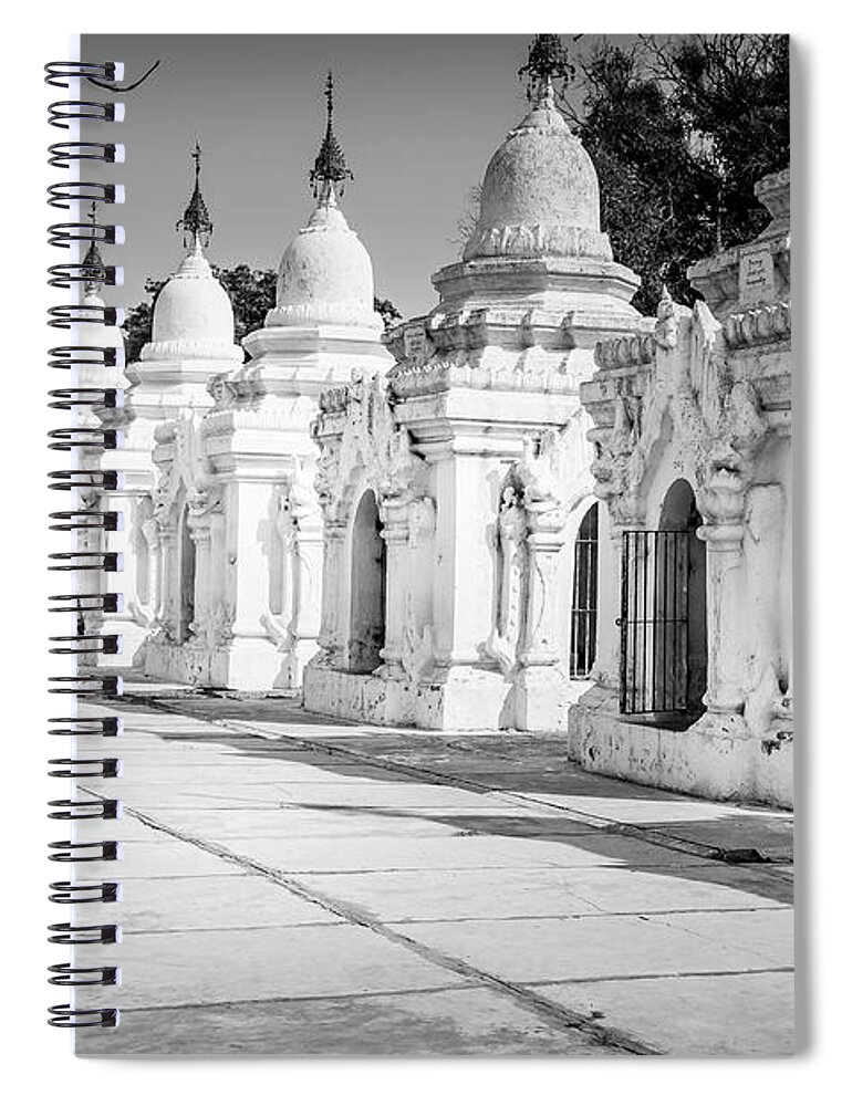 Mandalay Spiral Notebook featuring the photograph Kuthodaw Pagoda by Arj Munoz