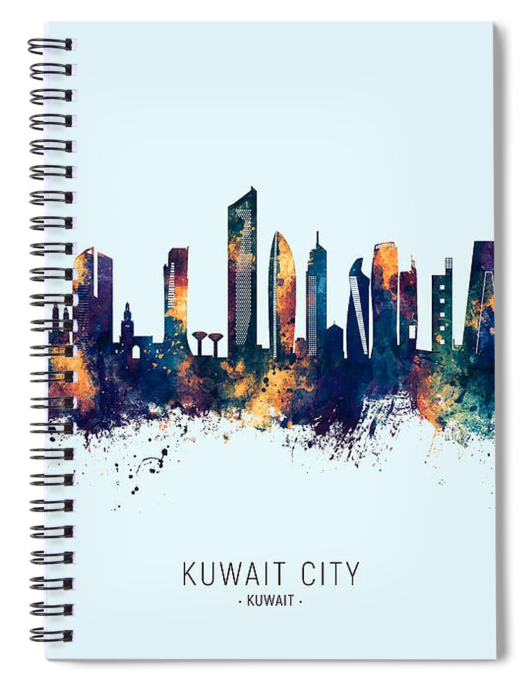 Kuwait City Spiral Notebook featuring the digital art Kuwait City Skyline #84 by Michael Tompsett