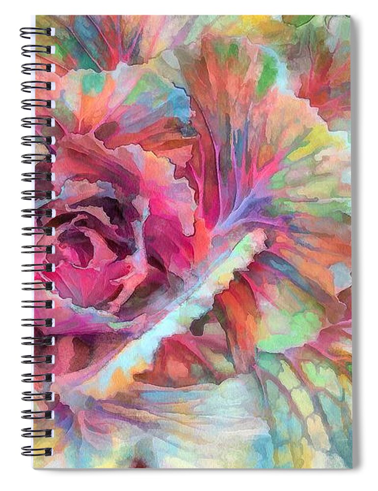Brassica Oleracea Spiral Notebook featuring the painting Kyoto Violet Green by Eva Lechner