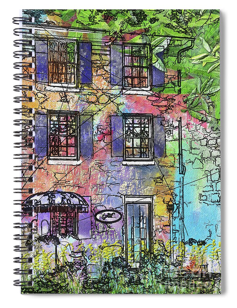 Architecture Spiral Notebook featuring the digital art La Boutique in Ellicott City by Lois Bryan