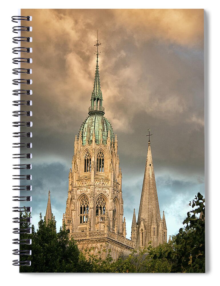 Cathedral Spiral Notebook featuring the photograph Bayeux Cathedral 1 by Lisa Chorny