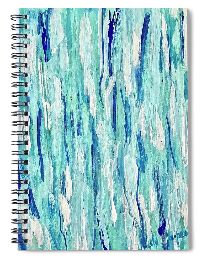 Blue Dimension Spiral Notebook featuring the painting La Dimension Bleue by Medge Jaspan