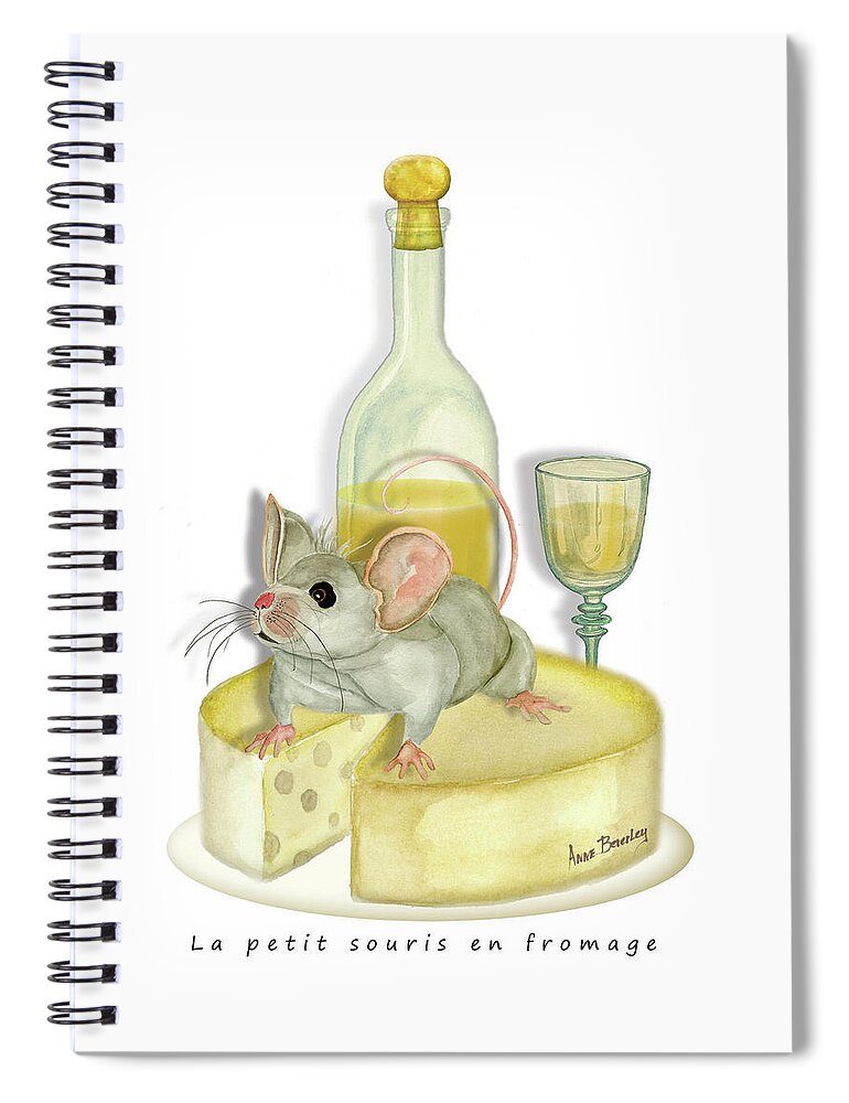 Little Mouse Spiral Notebook featuring the painting La Petit Souris by Anne Beverley-Stamps