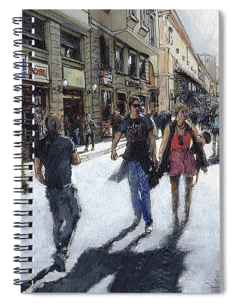 Barcelona Spiral Notebook featuring the pastel La Rambla by Randy Sprout