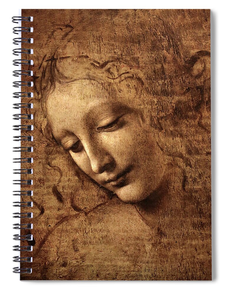 Leonardo Spiral Notebook featuring the painting La Scapigliata 1508 by Leonardo da Vinci