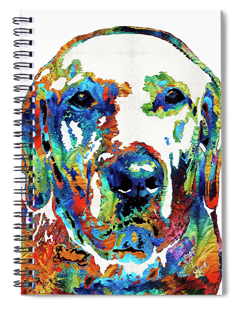 Labrador Retriever Spiral Notebook featuring the painting Labrador Retriever Art - Play With Me - By Sharon Cummings by Sharon Cummings