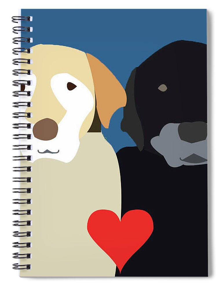 Labrador Spiral Notebook featuring the digital art Labs in love by Caroline Elgin