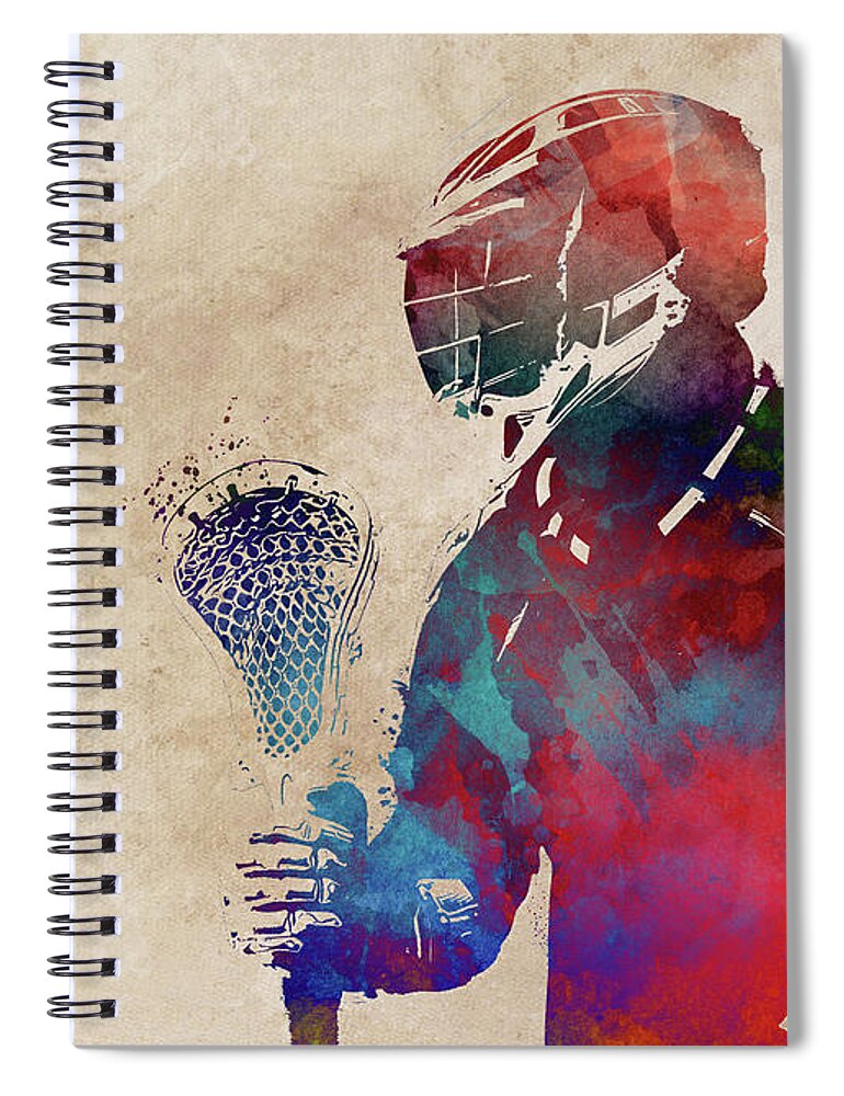 Lacrosse Spiral Notebook featuring the digital art Lacrosse Sport Art #lacrosse #sport by Justyna Jaszke JBJart