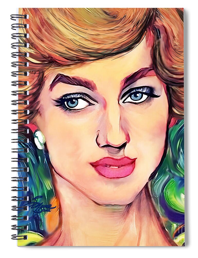 Diana Art Spiral Notebook featuring the digital art Lady Diana #1 by Stacey Mayer